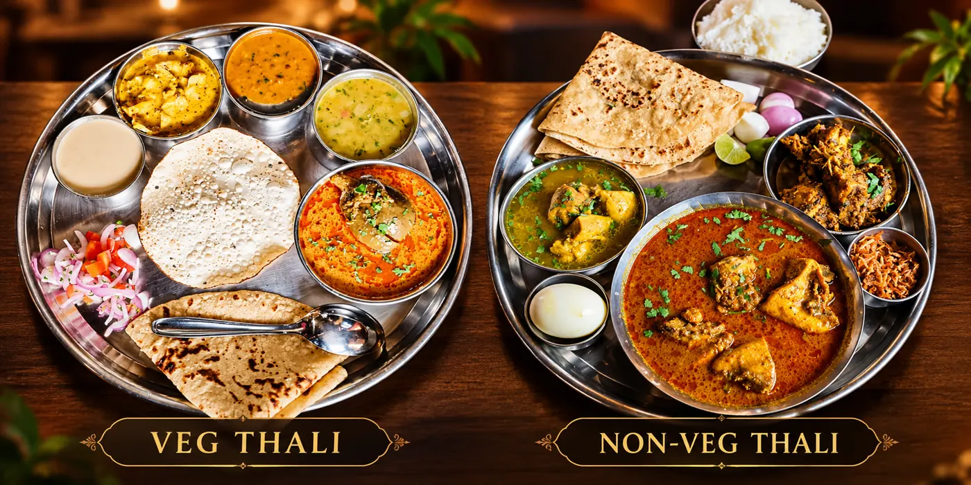 Maharashtrian Veg and Non-Veg Thali at Jungle Mist Resort